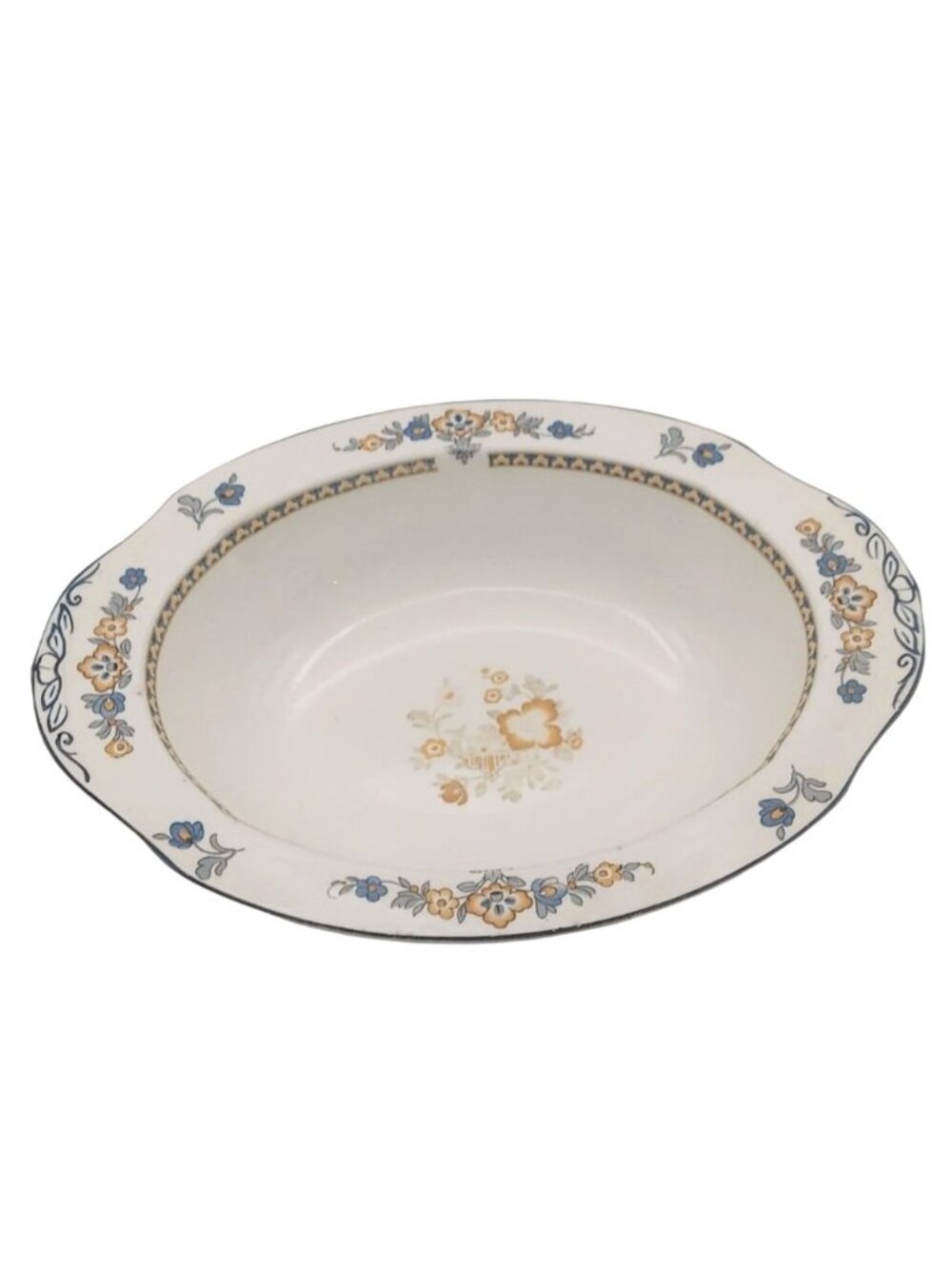 Antique W.H. Grindley Chelsea Ivory Torbay Porcelain Oval Serving Bowl 1920s